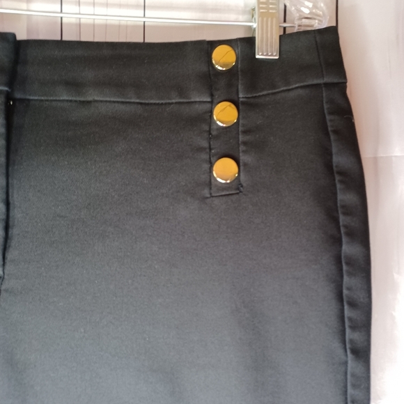 Loft High Waist Curvy Skinny Black Pants with Gold Button Accents - Picture 2 of 10